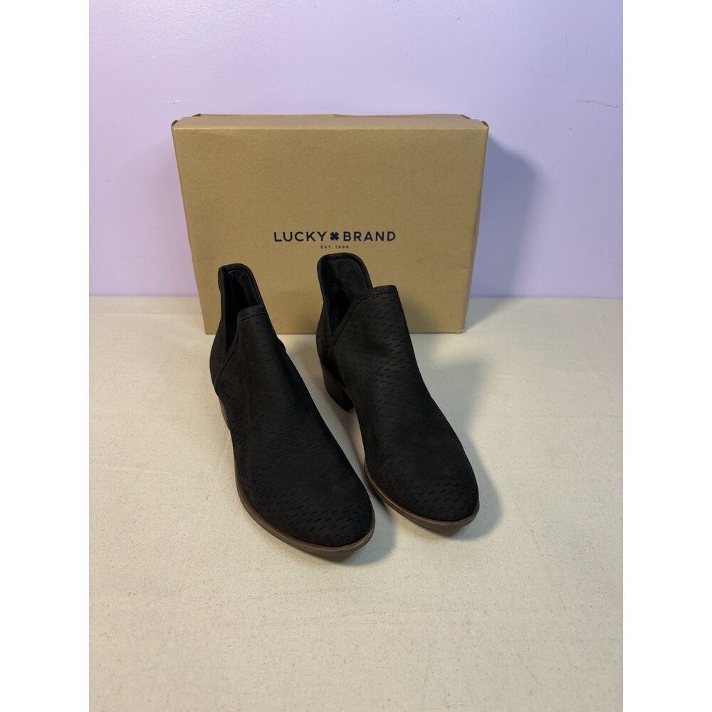 Lucky Brand LK-Baley Black Leather Booties Sz 8M w/Box